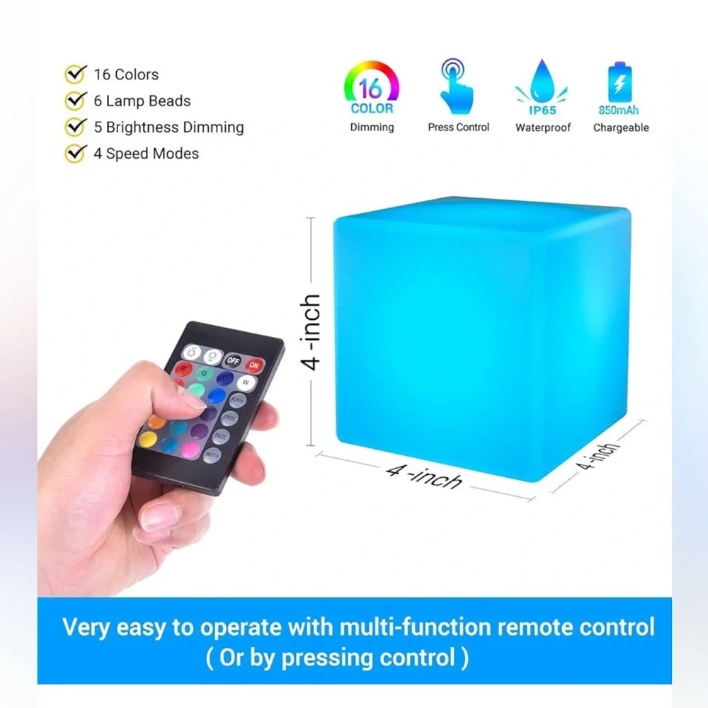 LOFTEK 4-inch LED Cube Lights: RGB 16 Colors Cosmic Cube LED with Remote Control